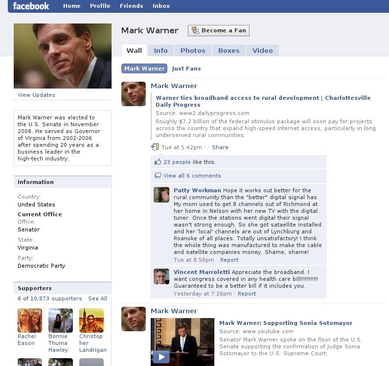 Mark Warner: Selections from his Facebook page